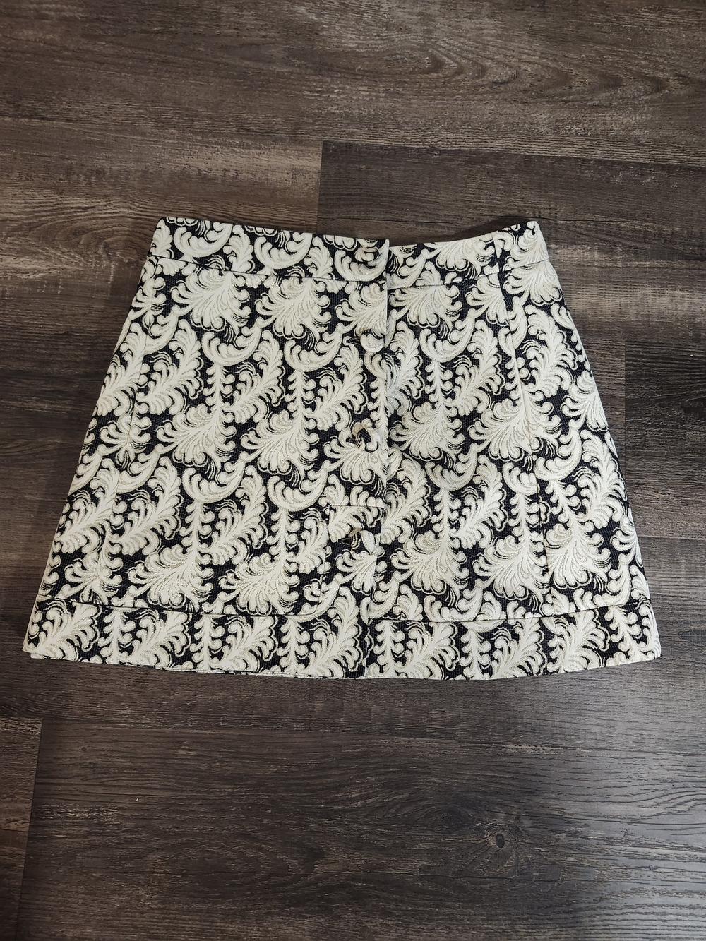 Cooperative Black and White Brocade-Style Mini Skirt
